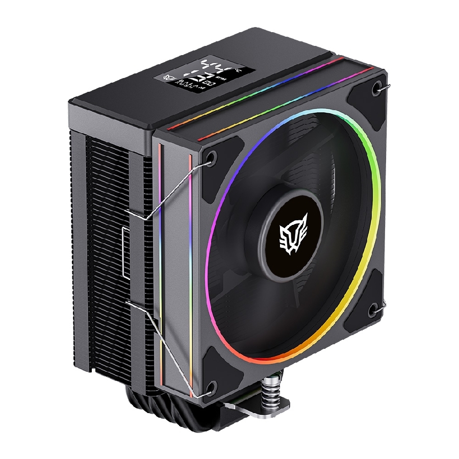 ENFRIAMIENTO DE AIRE GAMER BALAM RUSH HELIUX PRO HEX65 / DISPLAY PARA MONITOREO DE TEMPERATURA + RGB / 6 PIPAS / TDP 240 W / COMPATIBILIDAD AMD + INTEL  /  NEGRO / BR-941969