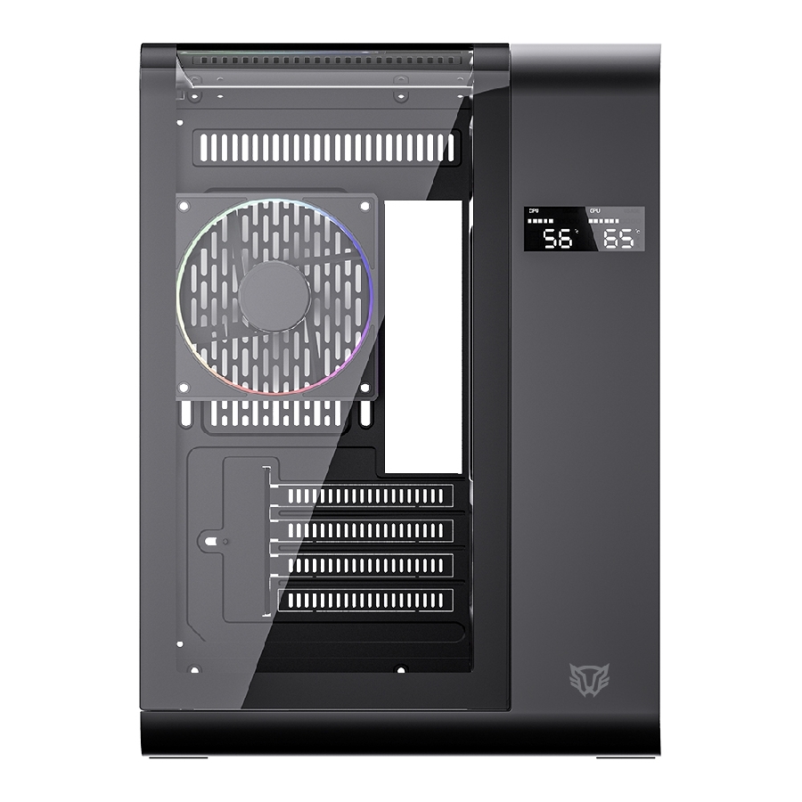 GABINETE GAMER BALAM RUSH TANK EXPERT CURVE 6400 / MINI TORRE / MATX - ITX / VENTILADOR ARGB X3 / MAX GPU 350 MM / PANEL DE CRISTAL - FILTRO DE POLVO / PANTALLA DIGITAL / NEGRO / BR-941617