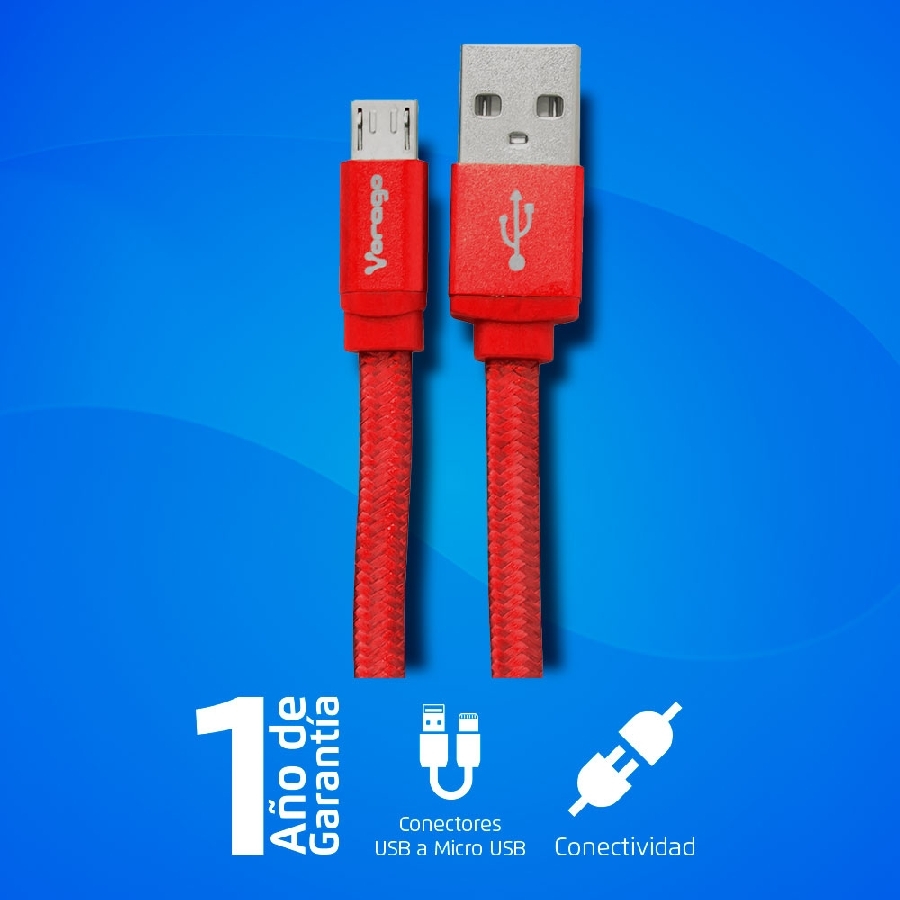 [CB-3238] CABLE USB /  VORAGO  /  CAB-113  / DE USB 2.0  A  MICRO USB /  1METRO /  BOLSA ROJO