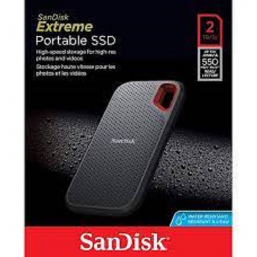 [HD-2921] UNIDAD DE ESTADO SOLIDO SSD EXTERNO SANDISK EXTREME PORTABLE 2TB 2.5 USB 3.2 VELOCIDAD DE LECT. 1050 MB/S USO RUDO SDSSDE61-2T00-G25