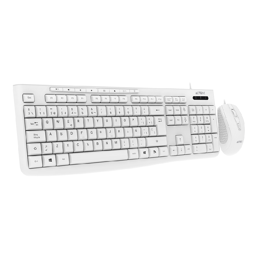 [KB-1106] KIT ACTECK CREATOR PRIME MK455 / TECLADO Y MOUSE / ALAMBRICO / USB 2.0 / WINDOWS / ESPAÑOL / 105 TECLAS / MEMBRANA / MULTIMEDIA / OPTICO / 1600 DPI AJUSTABLE / 4 BOTONES / BLANCO / AC-941792