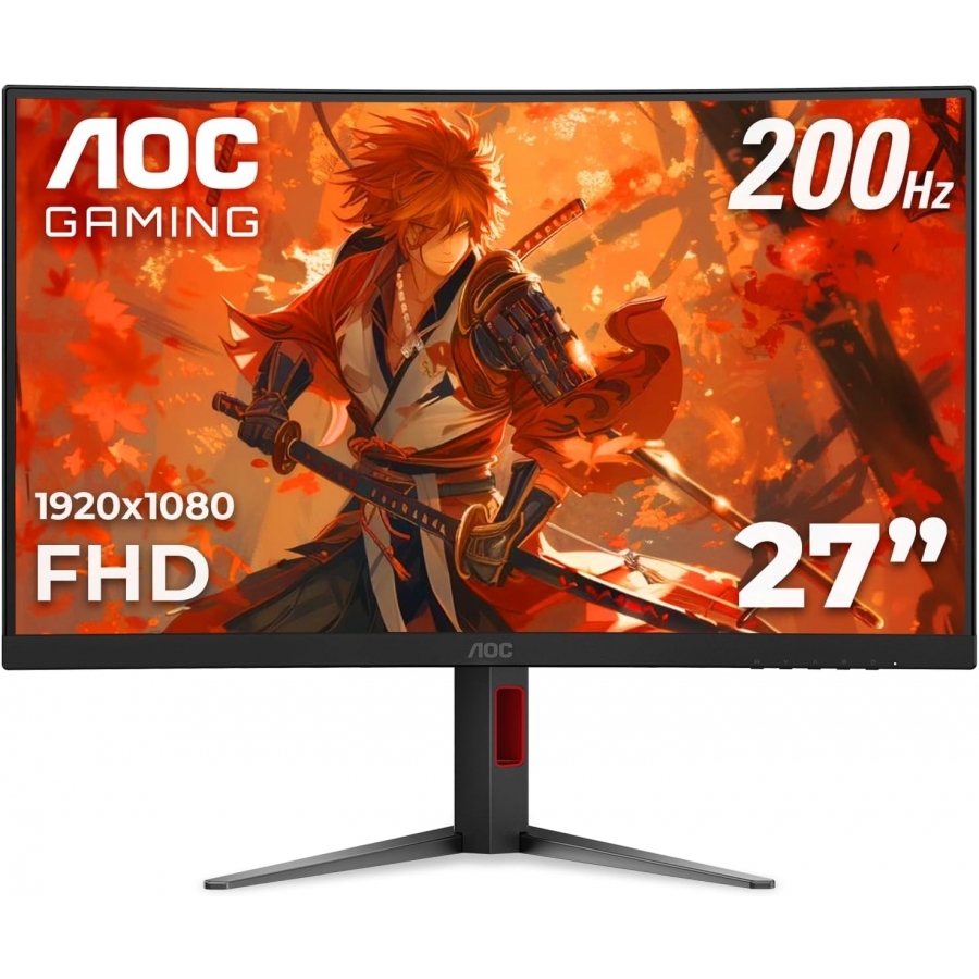 [MNL-3071] MONITOR GAMER CURVO AOC C27G4H2 /  PANEL VA / 200 HZ / TIEMPO DE RESPUESTA 1 MS / AMD FREE SYNC / COLOR NEGRO Y ROJO / HDMI / VGA / DP / ASPECTO 16:9 / RESOLUCION 1920 X 1080 / BRILLO 300 CD/M2
