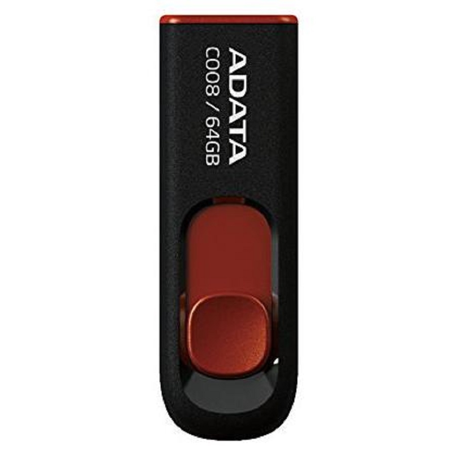 [RAM-2239] MEMORIA ADATA 64GB USB 2.0 C008 RETRACTIL NEGRO-ROJO ( AC008-64G-RKD)