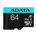 MEMORIA ADATA MICRO SDXC/SDHC 64GB UHS-I 100MB/80MB CLASE 10 V30 A2 C/ADAPTADOR AUSDX64GUI3V30SA2-RA1