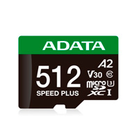 MEMORIA ADATA MICROSDXC SPEED PLUS 512GB CL10 CON ADAPTADOR UD512GUI3V30A2SP-RA1