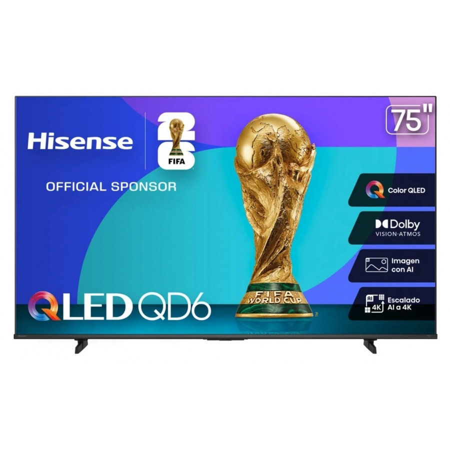 TELEVISION 75 PULGADAS QLED HISENSE 75QD6QV SMART VIDAA TV, UHD 4K, DOLBY VISION, DOLBY ATMOS, WIFI