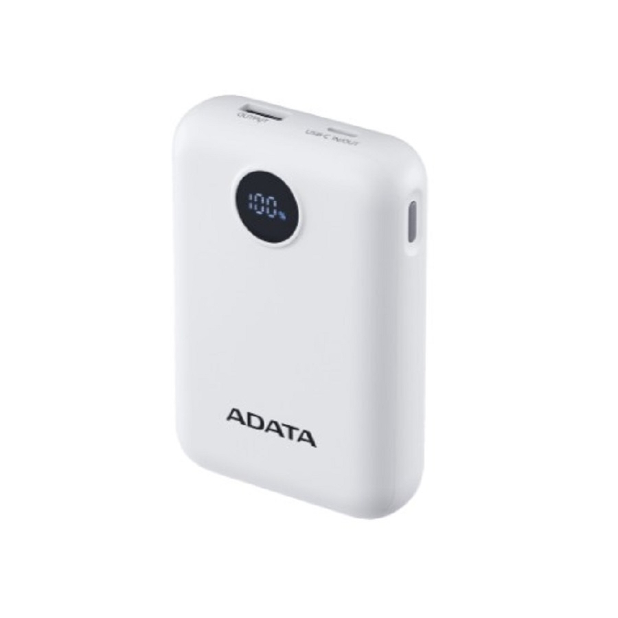[AC-13433] BATERIA DE RESPALDO ADATA POWER BANK C10022 10000MAH ENTRADA USB TIPO C Y USB TIPO A BLANCA PC1002212WH