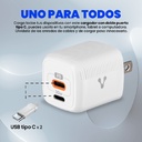 CARGADOR PARA PARED / VORAGO  /  AU-355  /   CARGA RAPIDA /  3.0 A 1 USB-C / 30W /  BLANCO