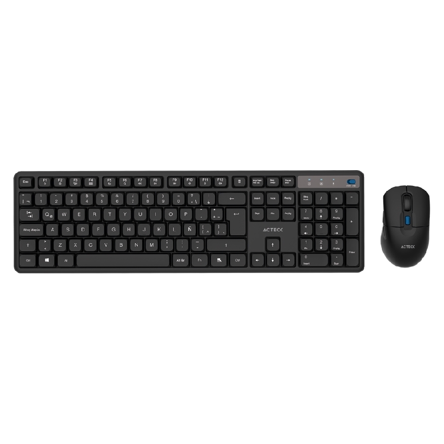 [KB-1173] KIT ACTECK CREATOR SILENT PRO MK474 / TECLADO Y MOUSE / INALAMBRICO DONGLE USB / WIN, MAC, ANDROID / MEMBRANA /106 TECLAS / ERGONOMICO / 5000 DPI AJUSTABLE / 6 BOTONES / OPTICO / NEGRO /AC-943505