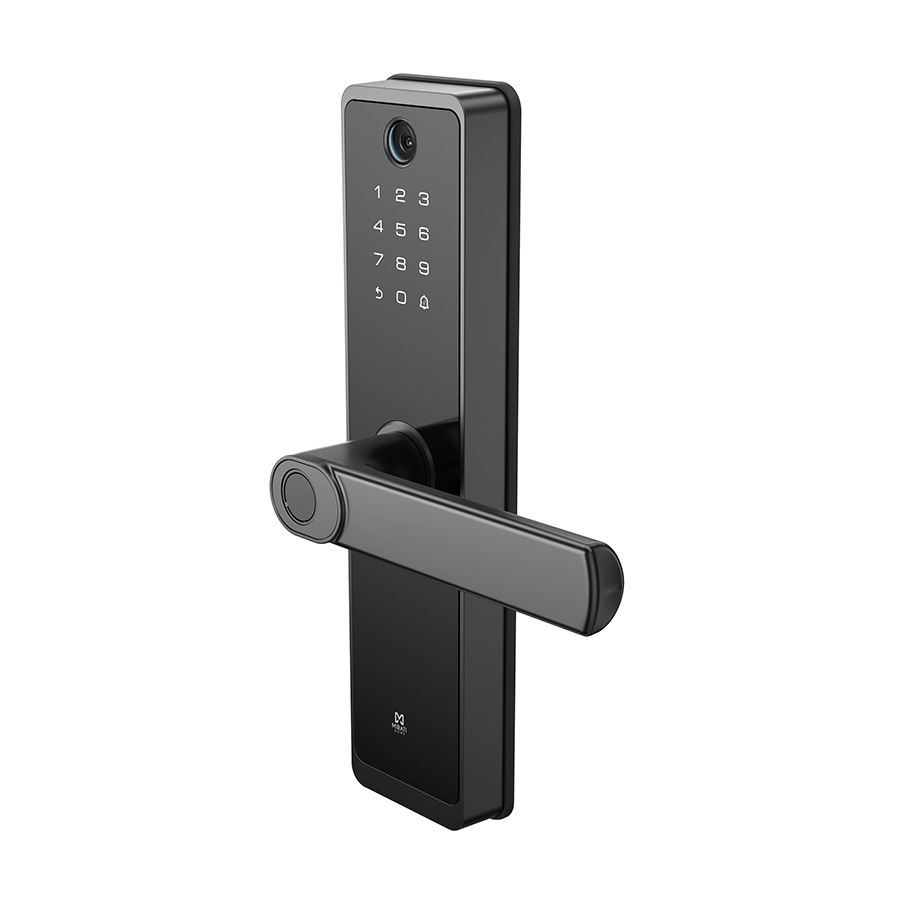 [SH-58] CERRADURA INTELIGENTE CON CáMARA Y TIMBRE, DETECCIóN DE HUELLA DACTILAR, TARJETA RFID, CONECTIVIDAD WIFI, COMBINACIóN NUMéRICA Y LLAVE FíSICA, DE ALEACIóN DE ALUMINIO Y CRISTAL TEMPLADO.