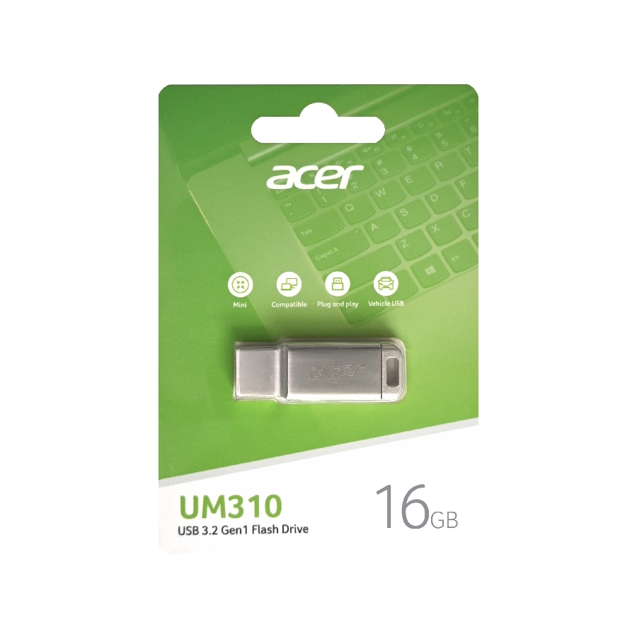 MEMORIA USB 16GB UM310 ACER 3.2 LECT. 120MB/S ESCRIT. 90MB/S COLOR METALICO BL.9BWWA.579
