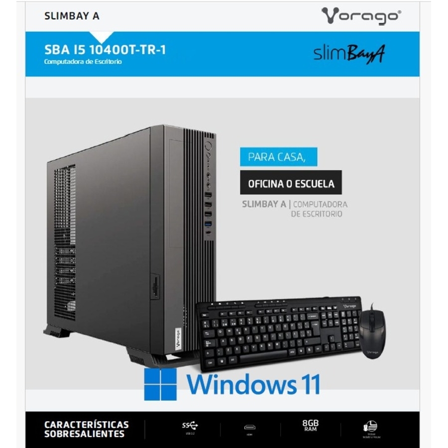 COMPUTADORA / VORAGO / SLIMBAY A / PROCESADOR: INTEL CORE I5 10400T / RAM: 8GB / ALMACENAMIENTO: 240GB SSD / SISTEMA: WINDOWS 11 TRIAL (1 MES DE PRUEBA)