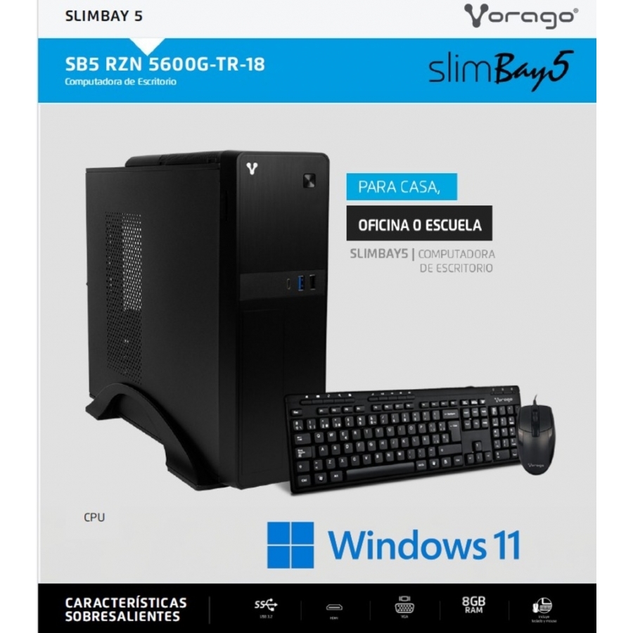 [PC-7012] COMPUTADORA / VORAGO / SLIMBAY 5 / PROCESADOR: RYZEN 5 5600G / RAM: 8GB / ALMACENAMIENTO: 480GB SSD / SISTEMA: WINDOWS 11 TRIAL (1 MES DE PRUEBA)