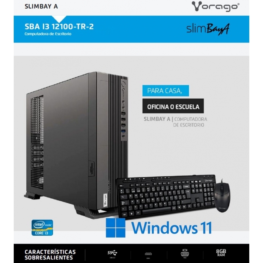 [PC-7038] COMPUTADORA / VORAGO / SLIMBAY A / PROCESADOR: INTEL CORE I3 12100 / RAM: 8GB/ ALMACENAMIENTO: 240GB SSD / SISTEMA WINDOWS 11 TRIAL (1 MES DE PRUEBA)