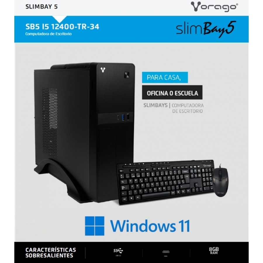 [PC-7048] COMPUTADORA / VORAGO / SLIMBAY 5 / PROCESADOR: INTEL  CORE I5 12400 / RAM: 8GB / ALMACENAMIENTO: 240GB SSD / WINDOWS TRIAL (1 MES DE PRUEBA)
