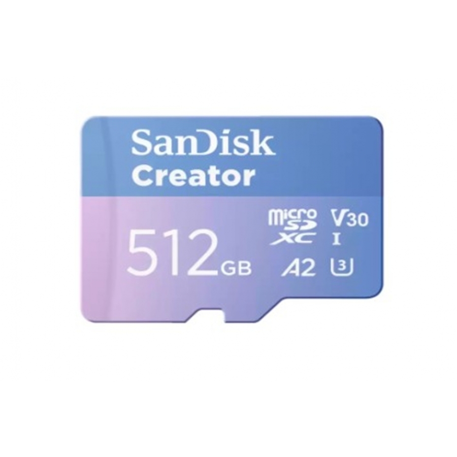 [RAM-4770] MEMORIA SANDISK MICRO SDXC CREATOR 512GB LECT 190MB/S ESC 130MB/S GRABA 4K/5.3K  SDSQXAV-512G-GN6MS