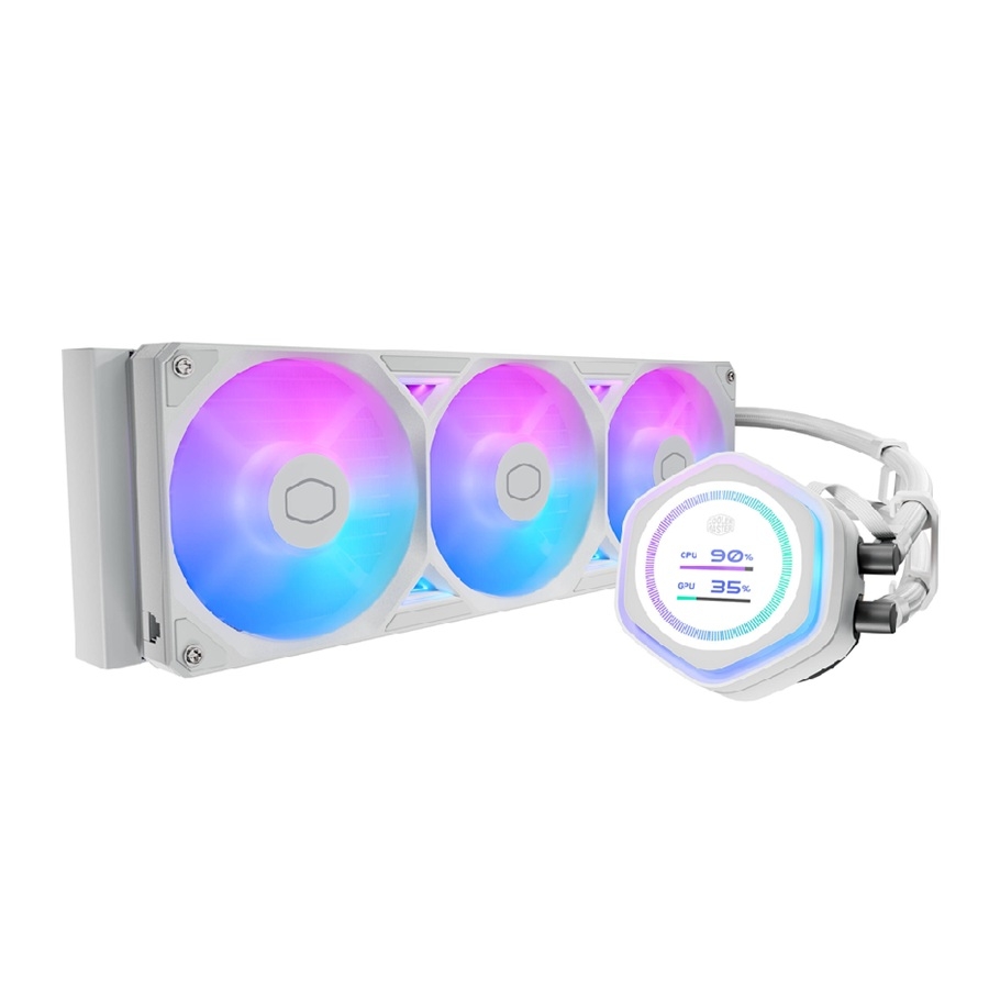 [CF-631] DISIPADOR DE ENFRIAMIENTO LIQUIDO COOLER MASTER MASTERLIQUID ATMOS II LCD 360 / ARGB / BLANCO / GAMER