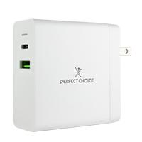 [AC-9812] ADAPTADOR CARGADOR DE CORRIENTE DE 65W PUERTOS USB-A/USB-C PERFECT CHOICE - BLANCO