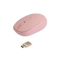 MOUSE INALAMBRICO OPTICO ERGONOMICO 1000 DPI RECEPTOR DUAL (USB Y TIPO C) SILENCIOSO PERFECT CHOICE WHISPER - ROSA