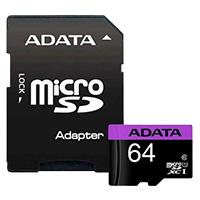 [RAM-2183] MEMORIA ADATA MICRO SDHC 64GB UHS-I CLASE 10 C/ADAPTADOR AUSDX64GUICL10-RA1