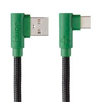 [CB-2594] CABLE MICRO USB TIPO C HUNE HIEDRA SUSTENTABLE TRENZADO CARGA RAPIDA Y DATOS 90ª  1.2M (BOSQUE)