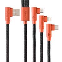 [CB-2599] CABLE 3 EN 1 MICROUSB/TIPO C/LIGHTNING HUNE HIEDRA SUSTENTABLE TRENZADO 90ª 1.2M COMPATIBLE CON IPHONE (CORTEZA)