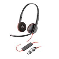[SPK-2749] DIADEMA HP POLY 8X228A6 BLACKWIRE C3220 | ALAMBRICA BINAURAL | USB-A USB-C | REDUCCION DE RUIDO CON MICROFONO | CONTROL EN EL CABLE | COLOR NEGRO CON NARANJA